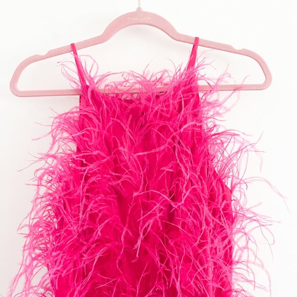 Cult Gaia Shannon Feather-embellished Dress Qajar Rose Pink - Picture 6 of 12